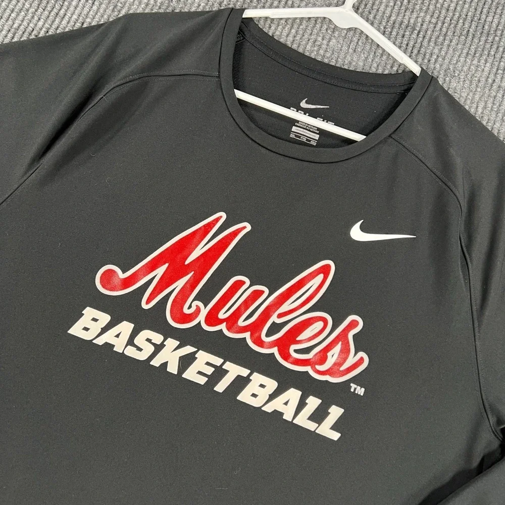 Central Missouri Mules Shirt Mens 2XL XXL Black Nike Long Sleeve Basketball MIAA
